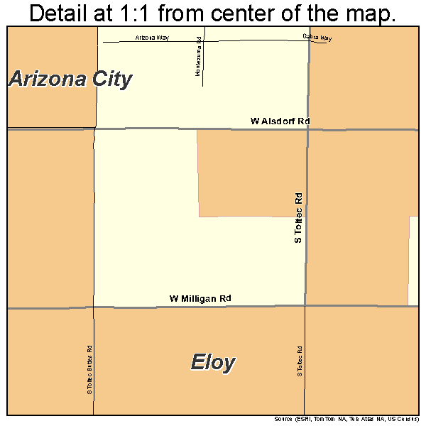 Eloy, Arizona road map detail