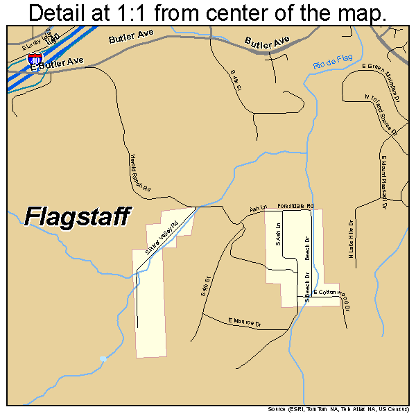 Flagstaff, Arizona road map detail