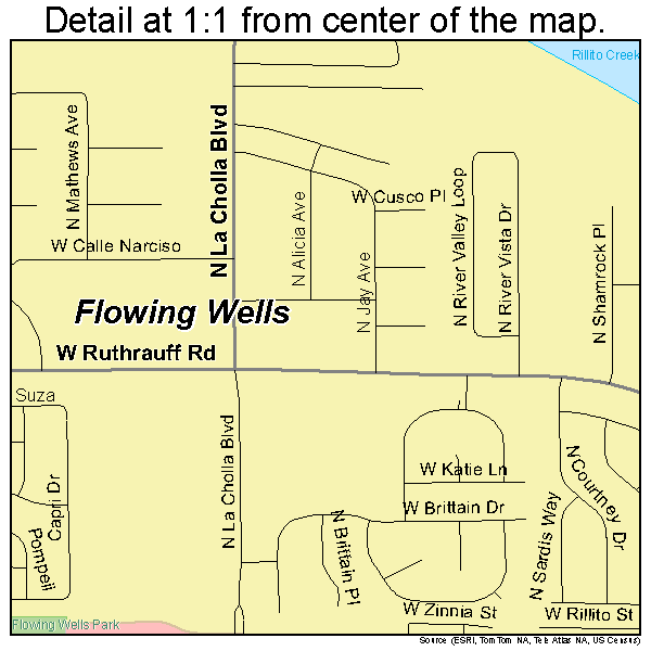 Flowing Wells, Arizona road map detail