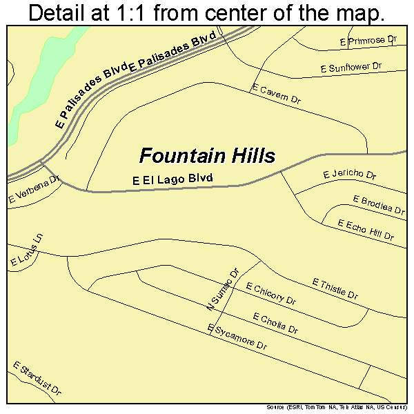 Fountain Hills, Arizona road map detail