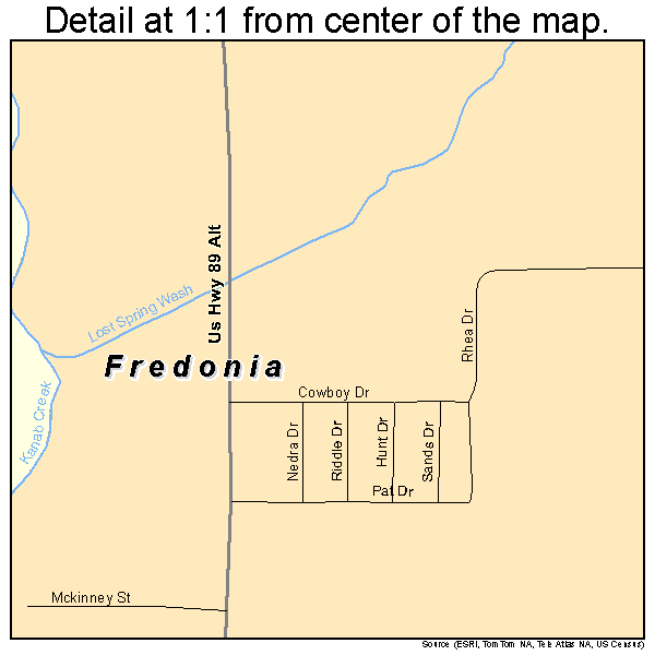 Fredonia, Arizona road map detail