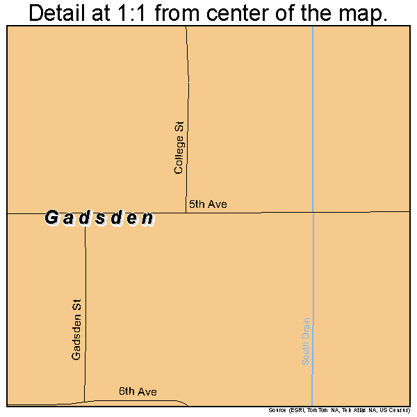 Gadsden, Arizona road map detail