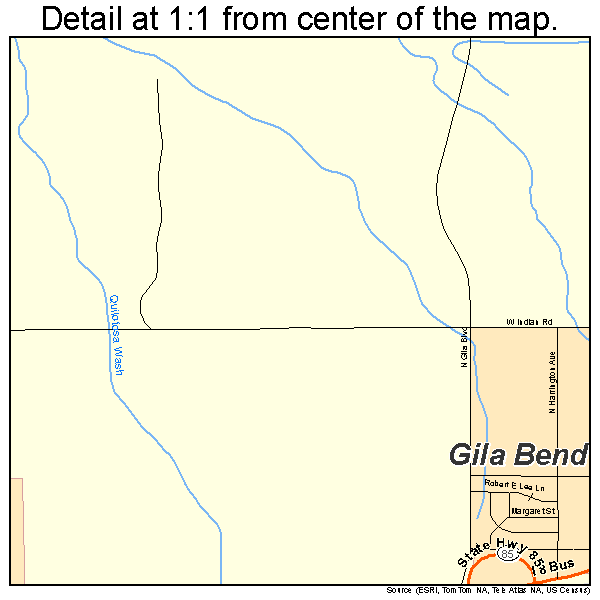 Gila Bend, Arizona road map detail