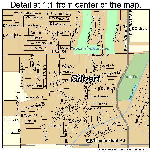 Gilbert, Arizona road map detail