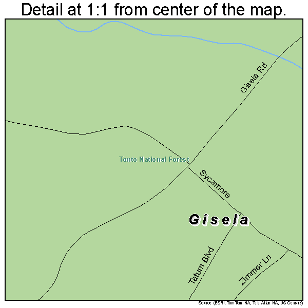 Gisela, Arizona road map detail