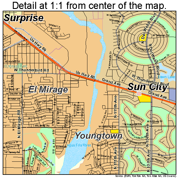 Glendale, Arizona road map detail