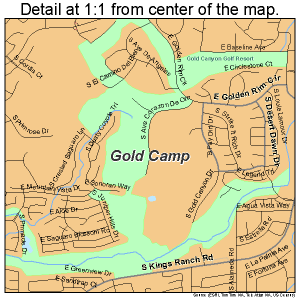 Gold Camp, Arizona road map detail