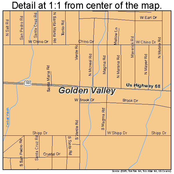 Golden Valley, Arizona road map detail