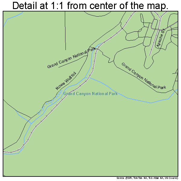 Grand Canyon Village, Arizona road map detail