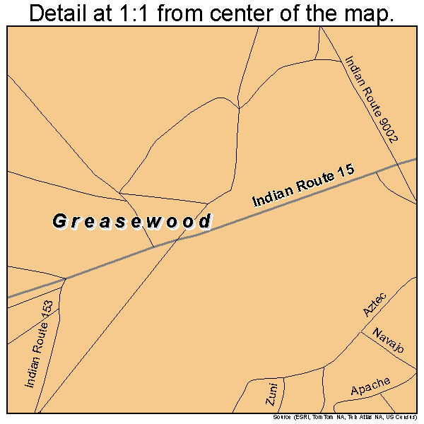 Greasewood, Arizona road map detail