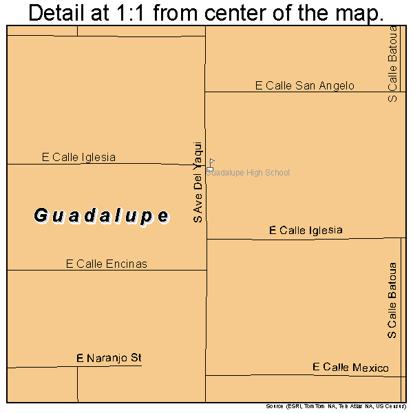 Guadalupe, Arizona road map detail