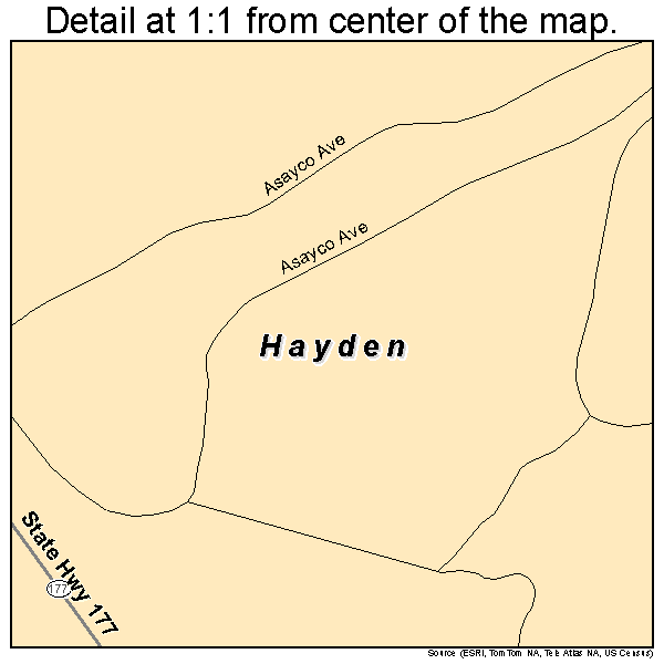 Hayden, Arizona road map detail
