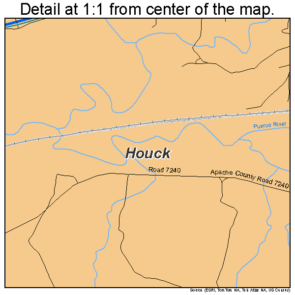 Houck, Arizona road map detail