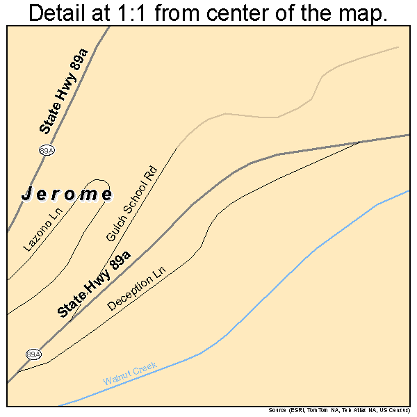 Jerome, Arizona road map detail