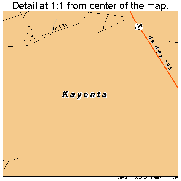 Kayenta, Arizona road map detail