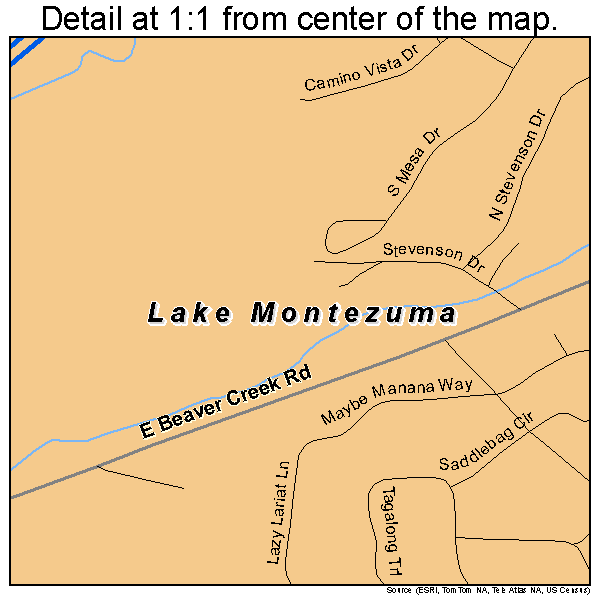 Lake Montezuma, Arizona road map detail