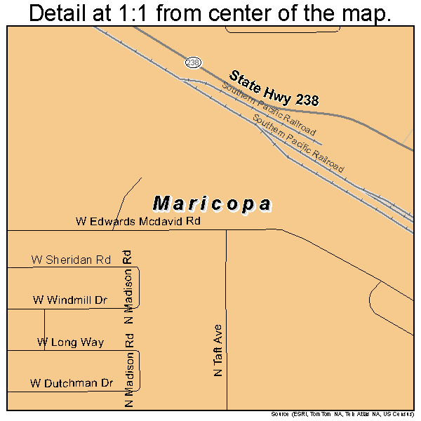Maricopa, Arizona road map detail