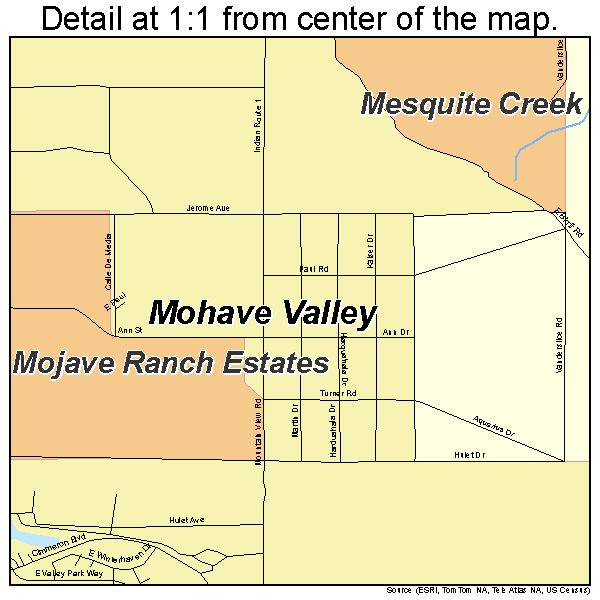 Mohave Valley, Arizona road map detail