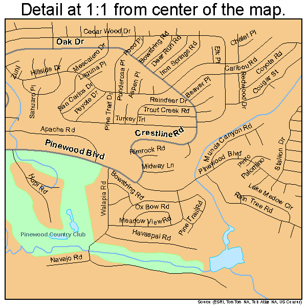 Munds Park, Arizona road map detail
