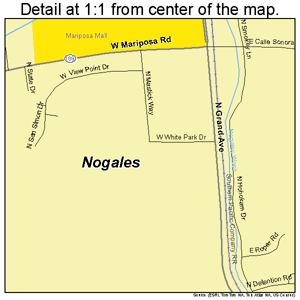 Nogales, Arizona road map detail