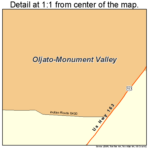 Oljato-Monument Valley, Arizona road map detail