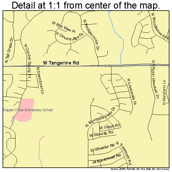 Oro Valley, Arizona road map detail