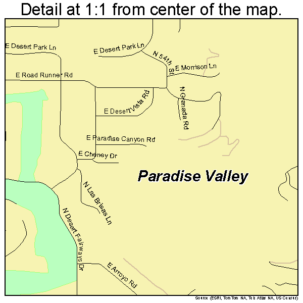 Paradise Valley, Arizona road map detail