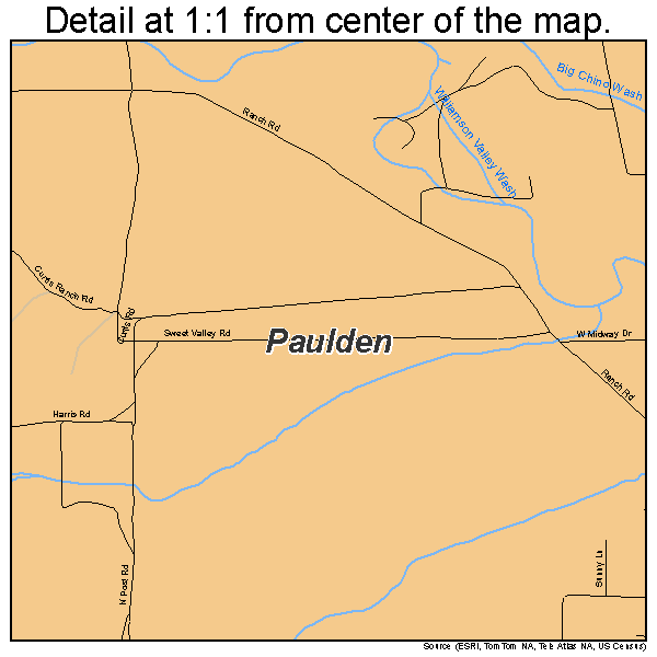 Paulden, Arizona road map detail