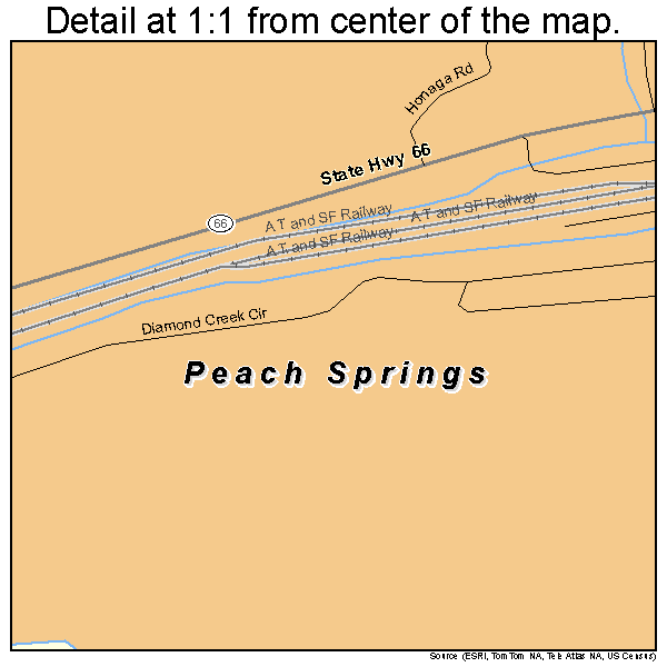 Peach Springs, Arizona road map detail