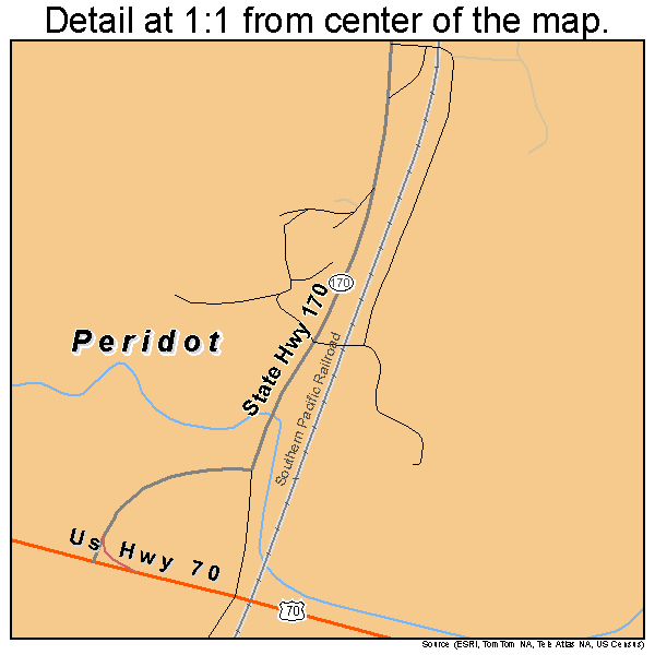 Peridot, Arizona road map detail