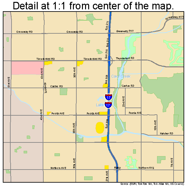 Phoenix, Arizona road map detail