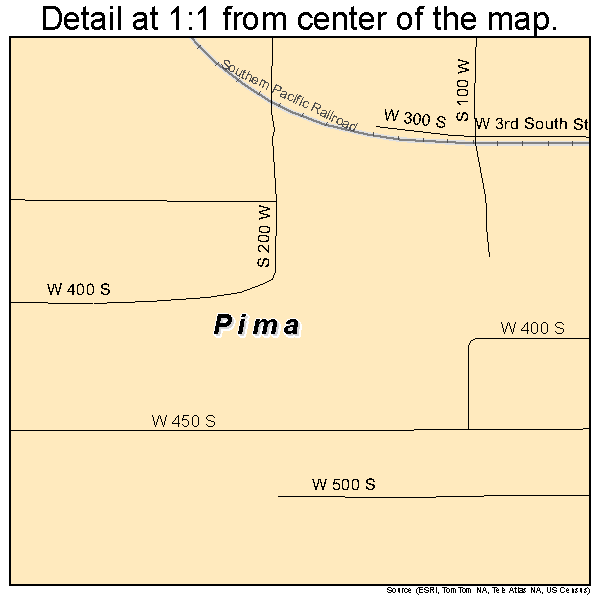 Pima, Arizona road map detail