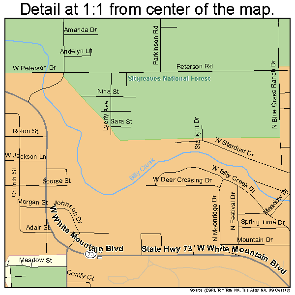 Pinetop-Lakeside, Arizona road map detail