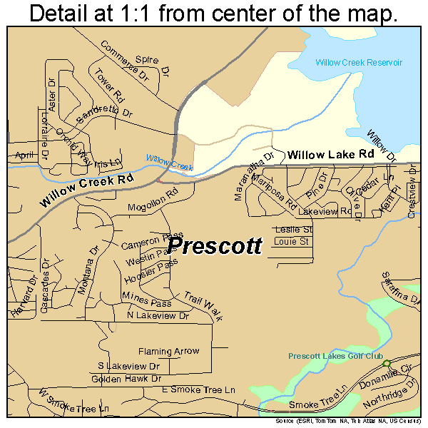 Prescott, Arizona road map detail