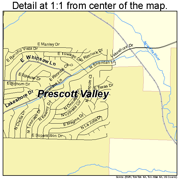 Prescott Valley, Arizona road map detail