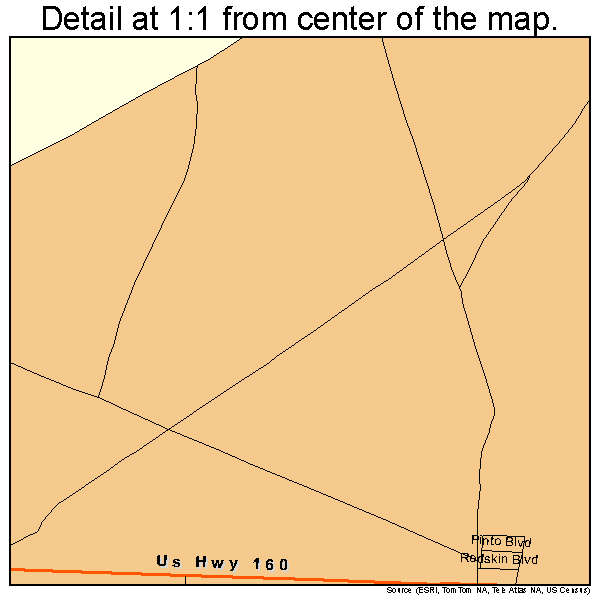 Red Mesa, Arizona road map detail