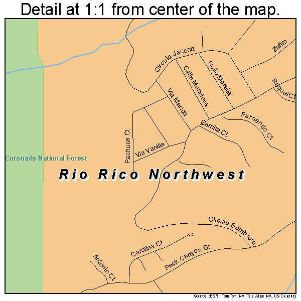 Rio Rico Northwest, Arizona road map detail