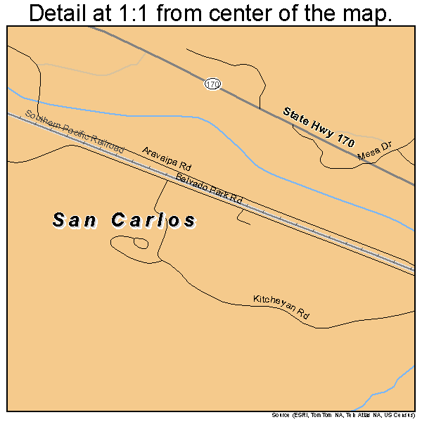 San Carlos, Arizona road map detail