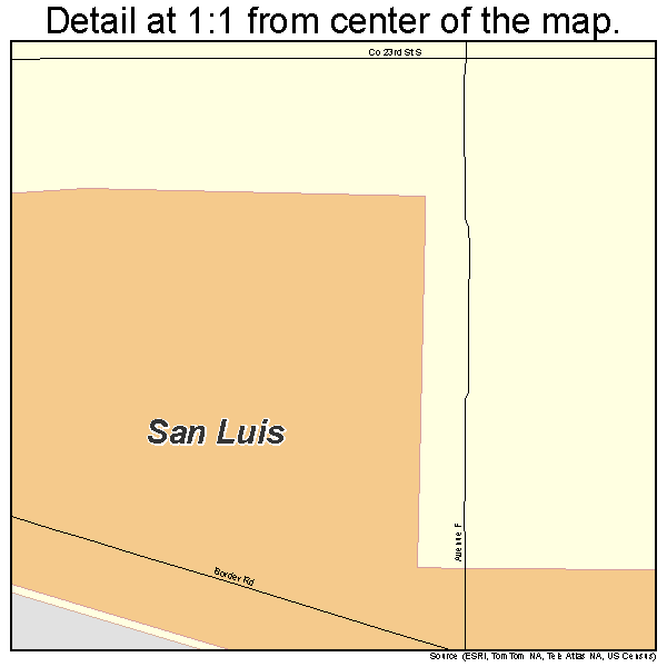 San Luis, Arizona road map detail