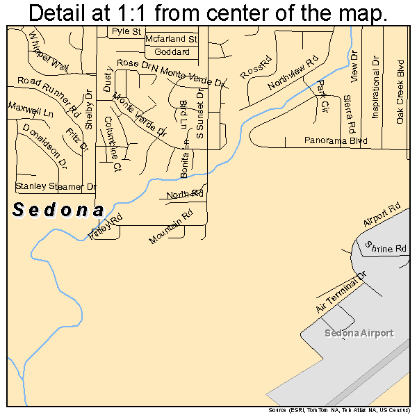 Sedona, Arizona road map detail