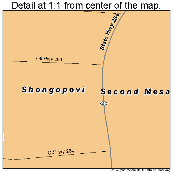Shongopovi, Arizona road map detail