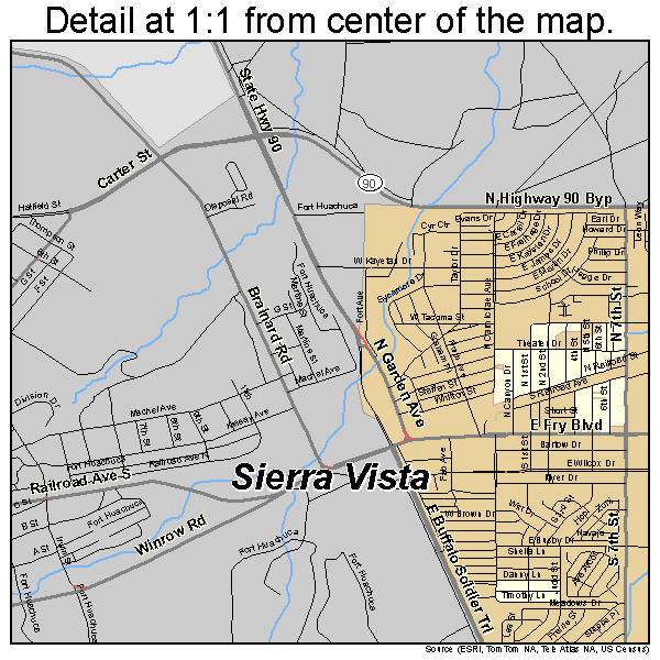 Sierra Vista, Arizona road map detail