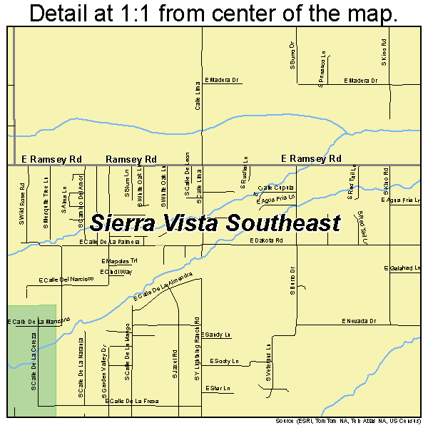 Sierra Vista Southeast, Arizona road map detail