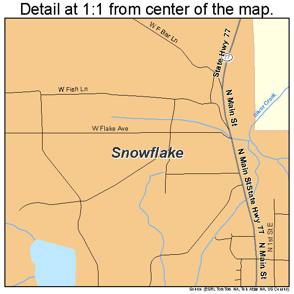 Snowflake, Arizona road map detail