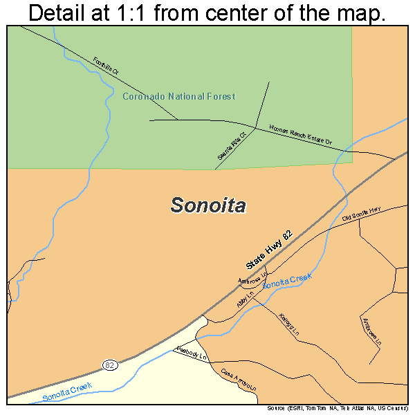 Sonoita, Arizona road map detail