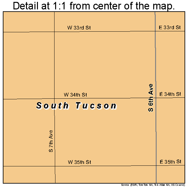 South Tucson, Arizona road map detail