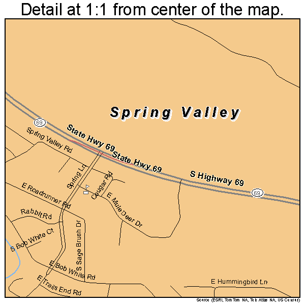 Spring Valley, Arizona road map detail