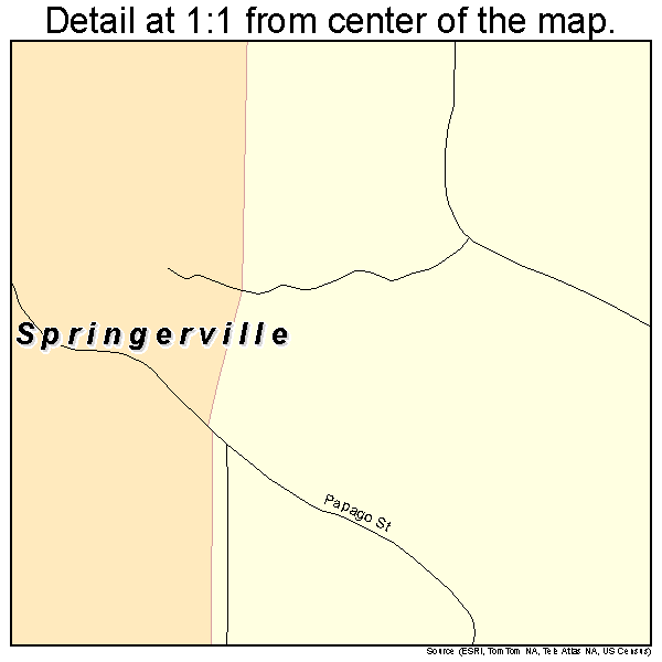 Springerville, Arizona road map detail
