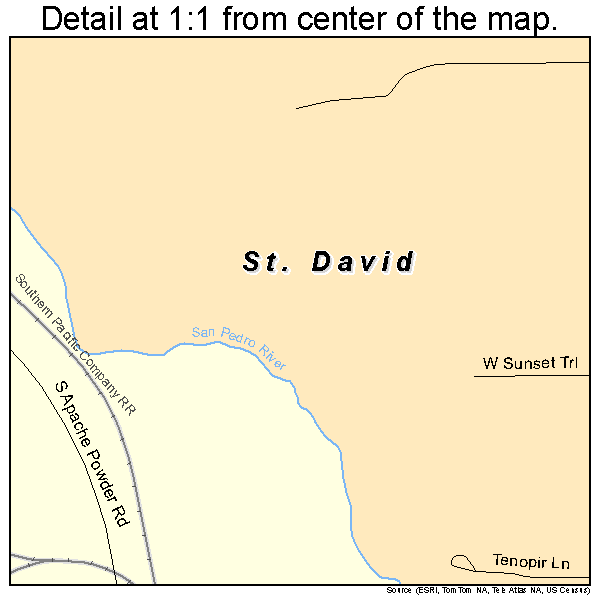 St. David, Arizona road map detail