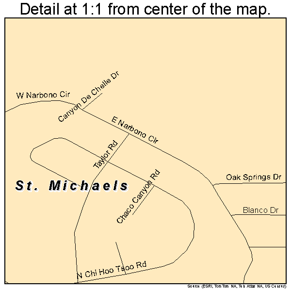 St. Michaels, Arizona road map detail